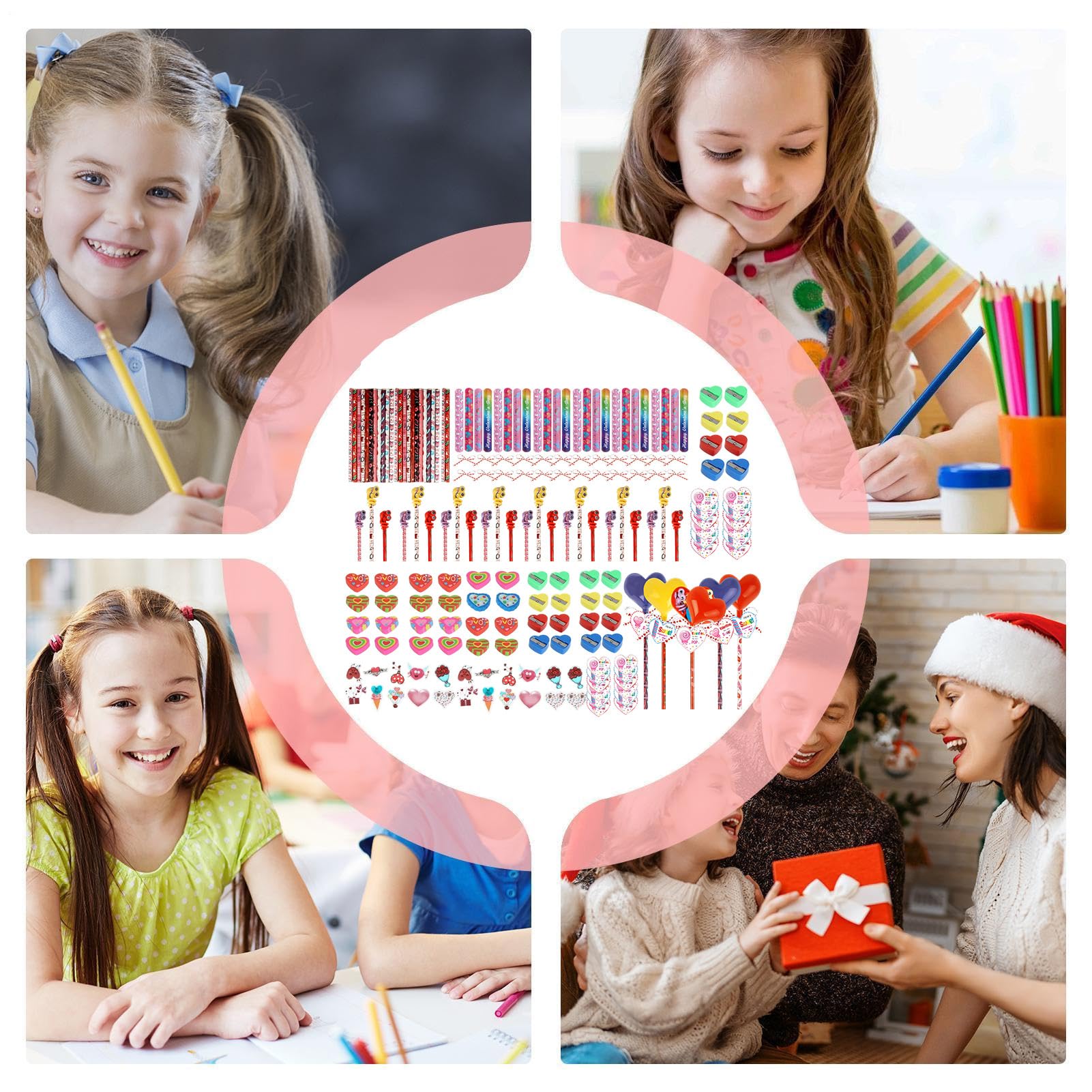 Generisch Set di cancelleria per San Valentino, forniture scolastiche festive con adesivi, articoli di cancelleria per feste, regali per bambini, per studenti, compagni di classe e familiari a casa in