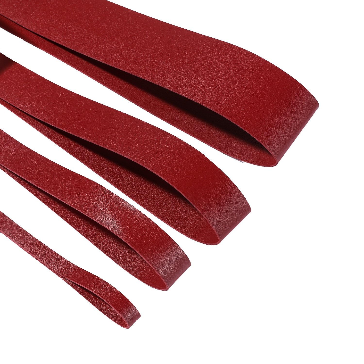 Faux Leather Strap Binding Ribbon Trim Double Sided Thick Trimming Flat Tape Cord in 15 Colors Strong Upholstery Strips 10mm 20mm 30mm 50mm. [Claret Wine #205, 10mm - 18 Meters]