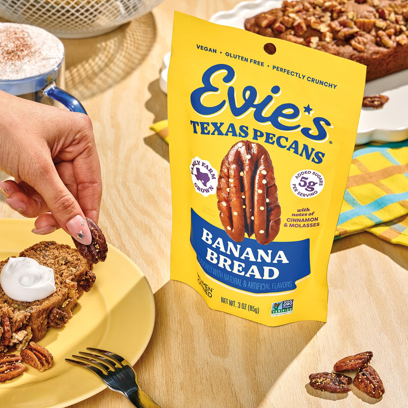 Evies Snacks Pecans Roasted Banana Bread 3 oz (Pack of 8)