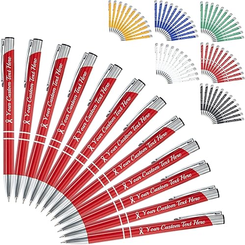 FwSYouMAI Bolígrafo personalizado, 12 unidades, a granel, bolígrafos personalizados con logotipo de mensaje de nombre comercial grabado, tapa de