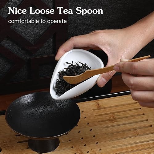 Miniatura 3 de Pala de té retro porcelana Chahe recipiente de té Juego de agujas de té de granos de café taza dosificadora cuchara de té chino cuchara de té Kongfu
