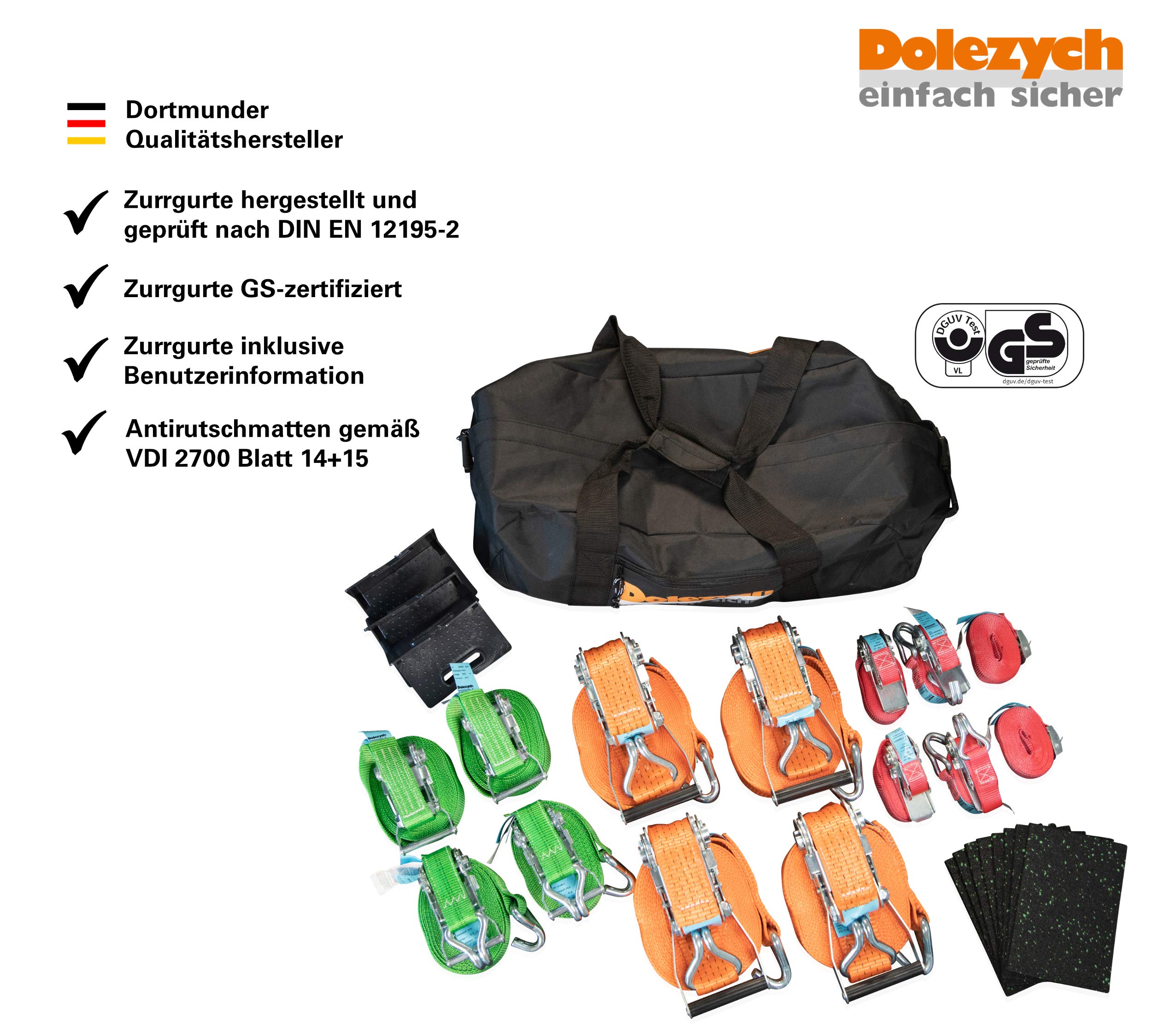 Dolezych Set di Sicure Del Carico, Multi-Uso, con Cinghie di Fissaggio/Paraspigoli/Tappetini Antiscivolo, 26 Parti – Diversi Colori