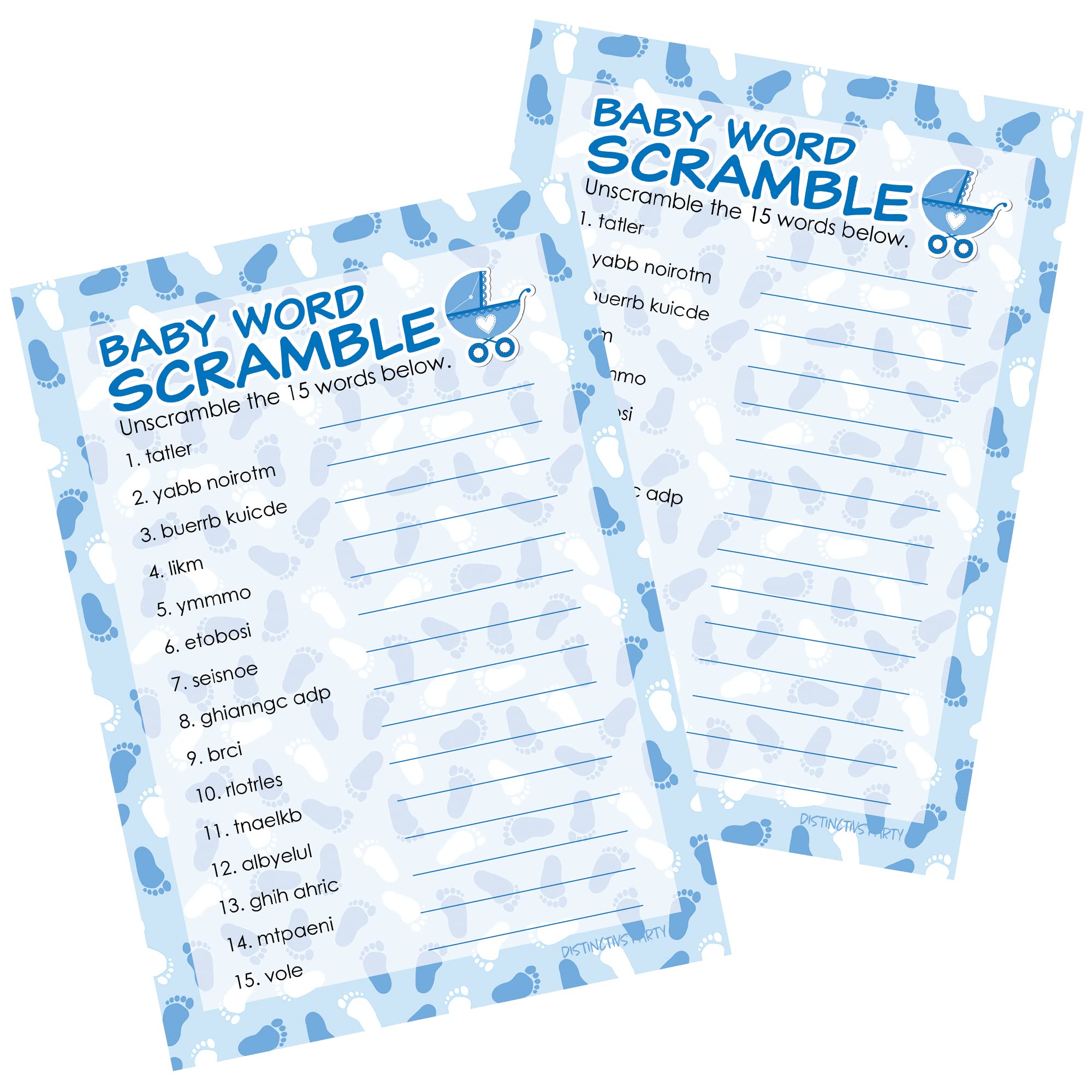 Buy DISTINCTIVS Blue Boy Baby Shower Word Scramble Game - 20 Cards Online  at desertcartUAE