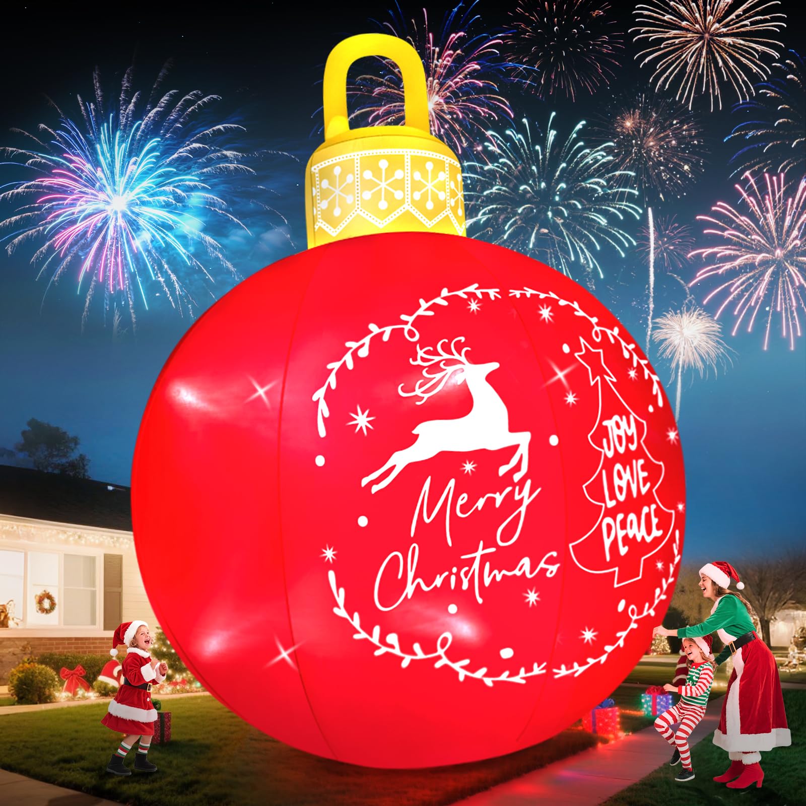 Kalolary Décoration Gonflable géante de Noël 15 Pieds pour l'extérieur, décorations gonflables Merry Christmas Bell avec Ornements LED intégrés, Ballons gonflables pour Jardin et Centre Commercial