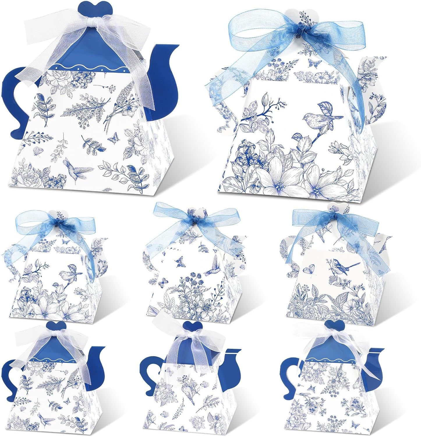 24Pcs Mini Blue and White Flower Party Gift Box Tea Party