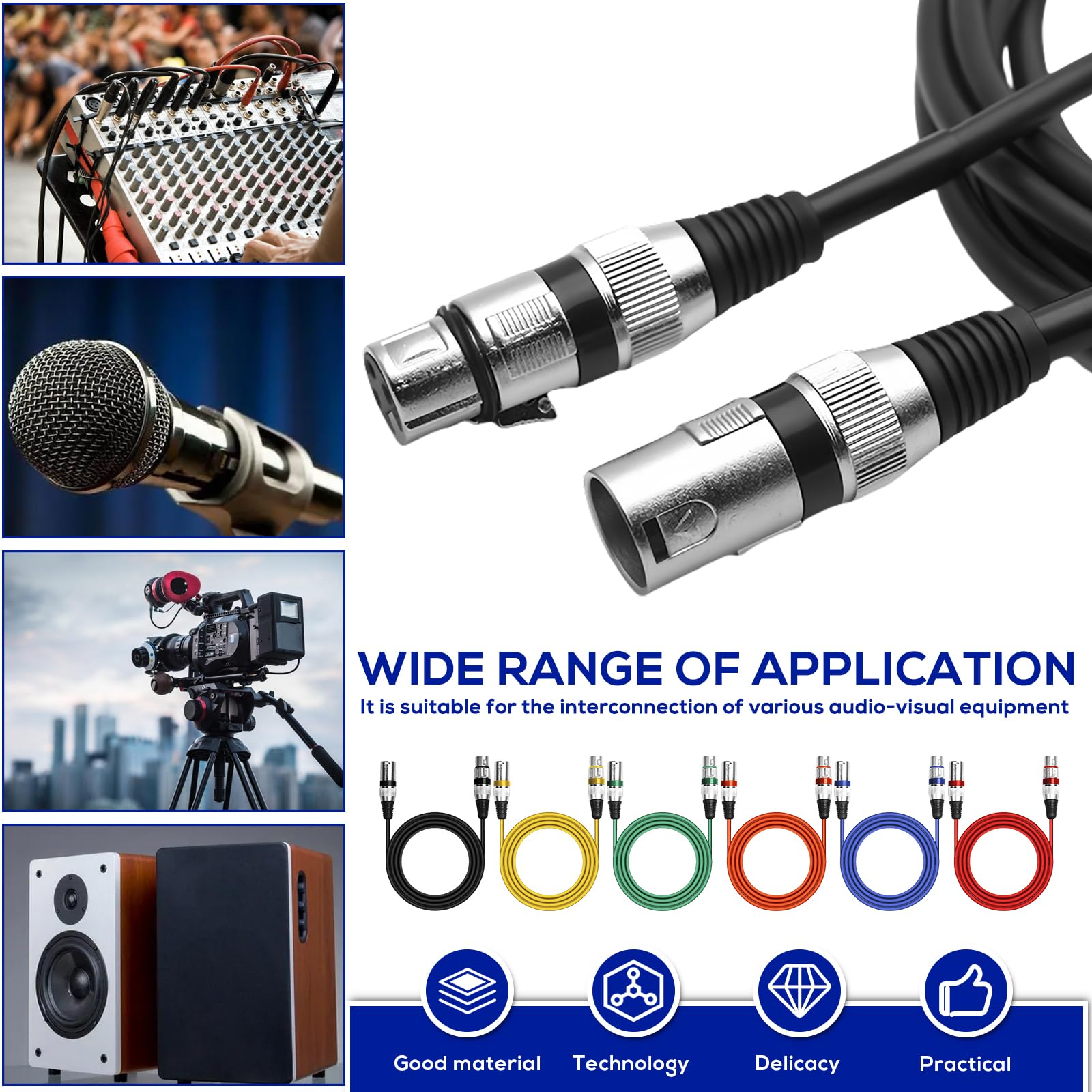 1,19 €/m 25m XLR Mikrofon-Kabel Mikro-Kabel DJ Mixer CABLE Stecker-Verlängerung