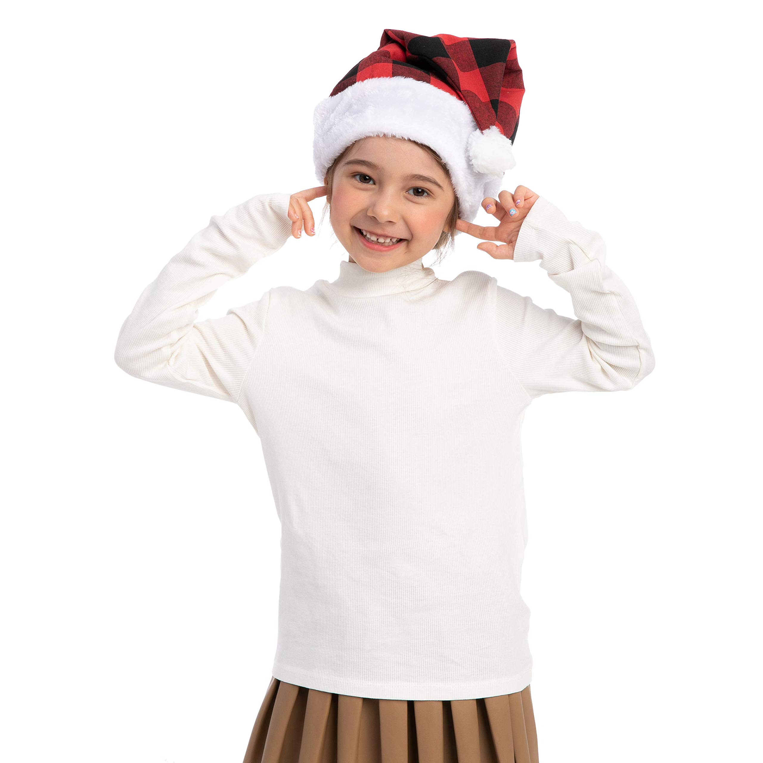 JOYIN 6 Stück Weihnachtsmütze Plaid Weihnachtsmütze Luxus Plüsch Hut für Weihnachtskostüme, Weihnachtsfeierzubehör, Urlaubsparty-Gastgeschenke