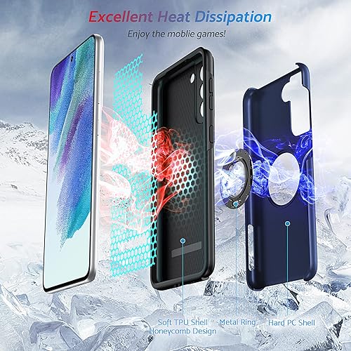 Miniatura 2 de Anqrp Hidden Series - Funda para Galaxy S21 FE 5G, disipación de calor soporte que no se cae Anillo de metal de 360, 15 pies, grado militar, a