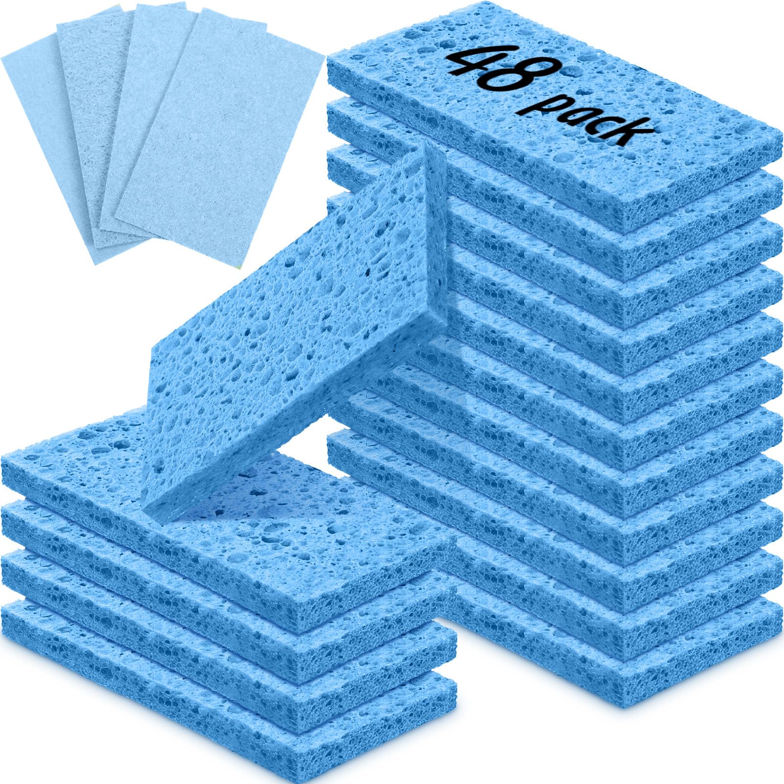 Zhengmy 48 Pcs Sponges Bulk Sponges Kitchen Compressed Sponge, Blue