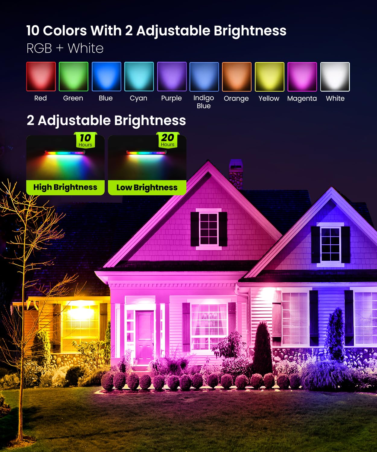 CLV Zewnętrzna lampa solarna RGB IP66 6000MAH 9 kolorów 5 trybów dynamicznych z pilotem
