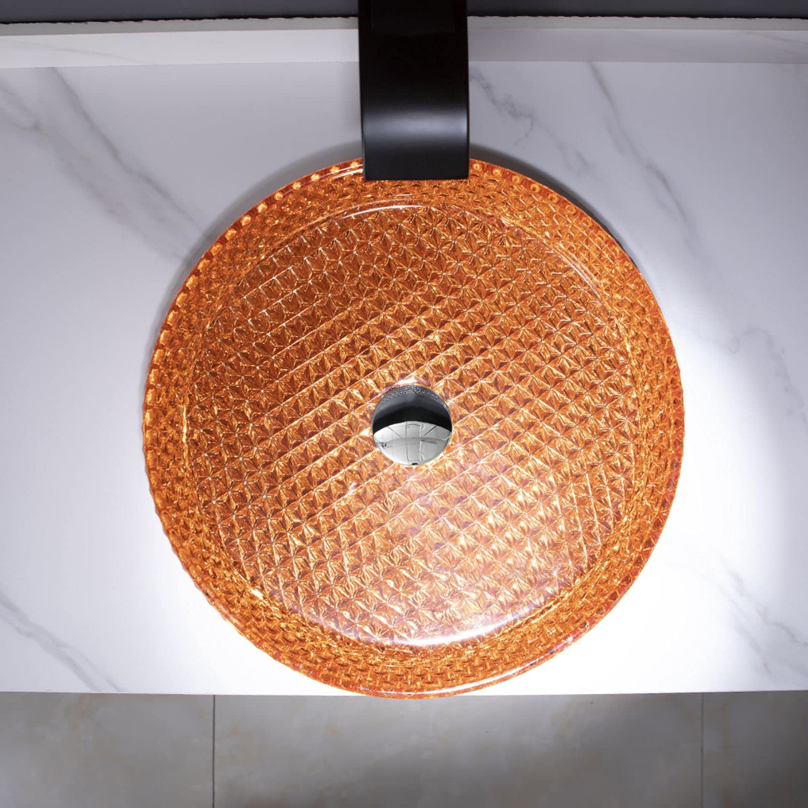 Umywalka łazienkowa nablatowa, ceramiczna umywalka nablatowa okrągła 15-calowa artystyczna umywalka nablatowa z porcelany,