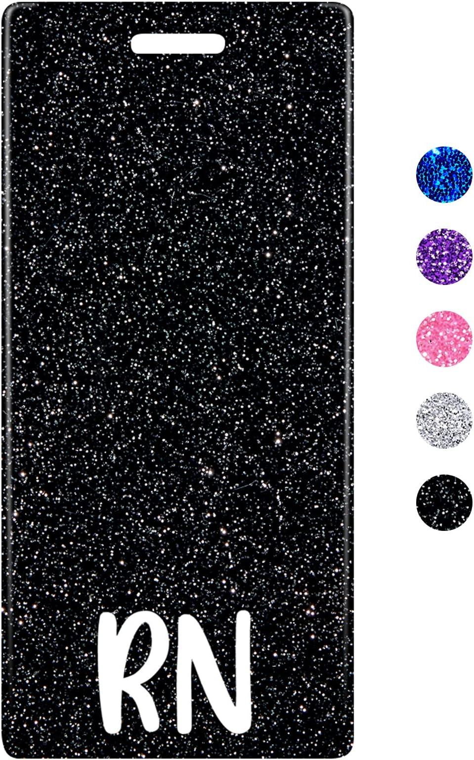 Glitter RN Badge Buddy - Square ID Card Tag For Nurses, Multiple Colors Available