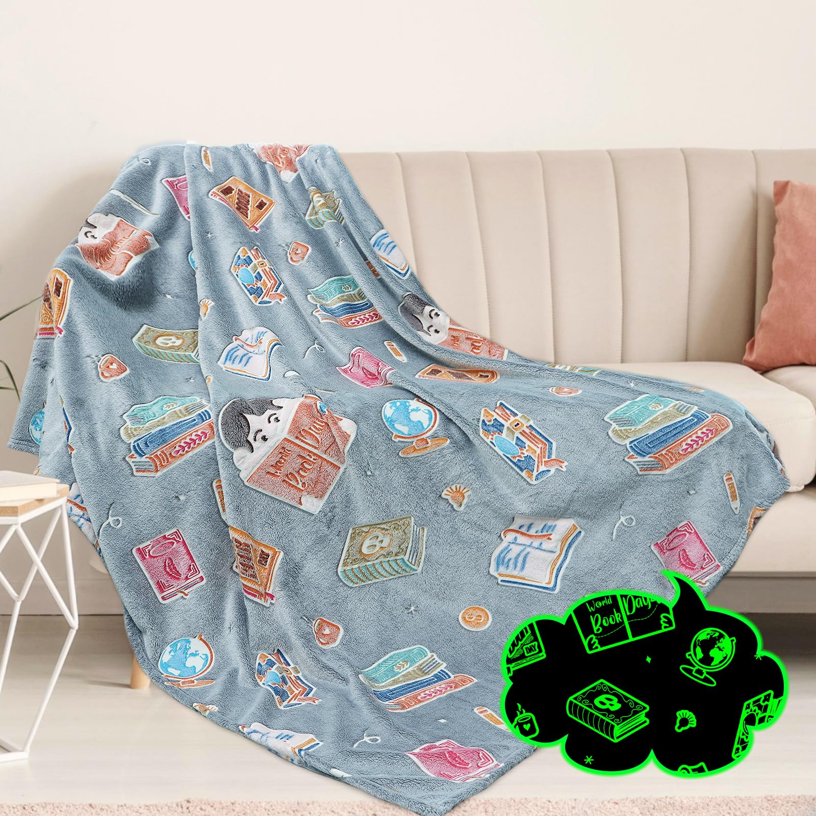 Toddler Blanket Boy Book Reading Blanket Kids Throw Reading Accessories for Book Lovers Kids