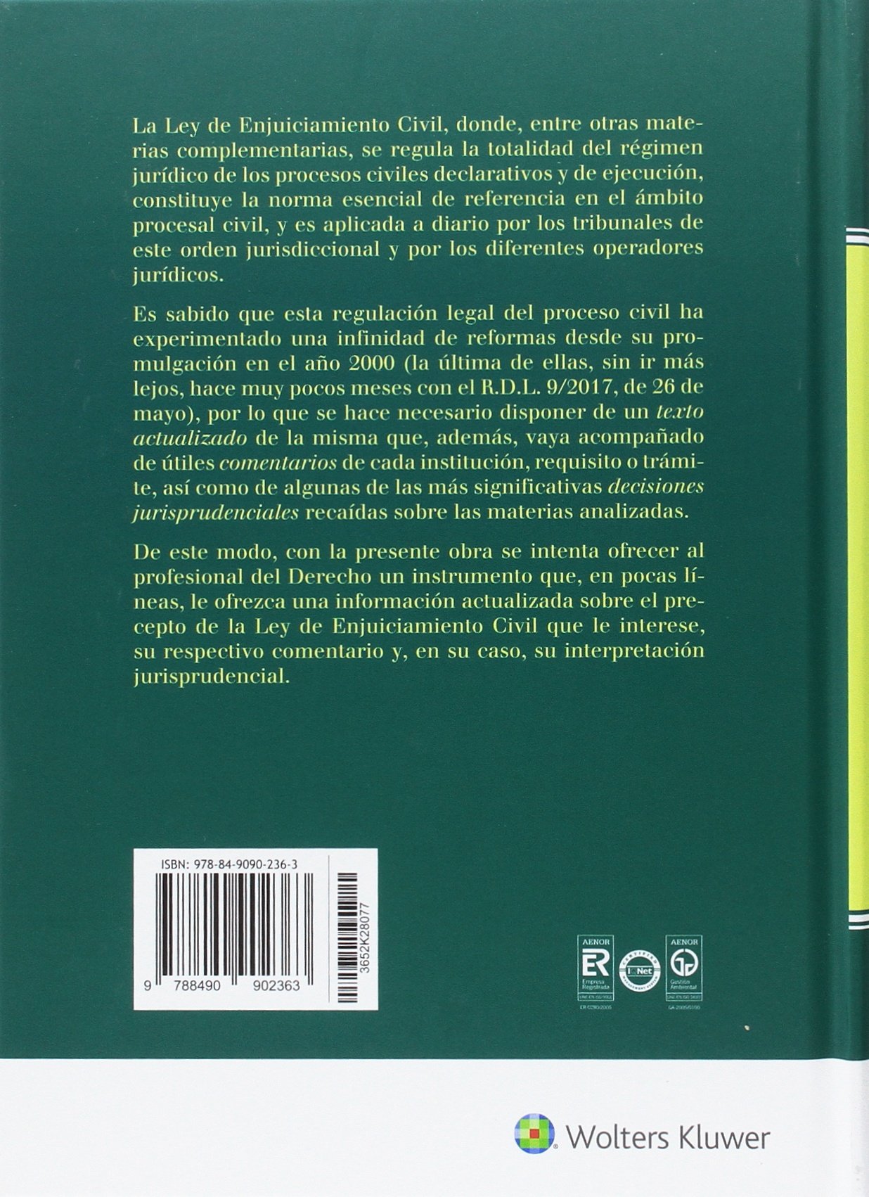 Ley de Enjuiciamiento Civil comentada y con jurisprudencia (DERECHO)