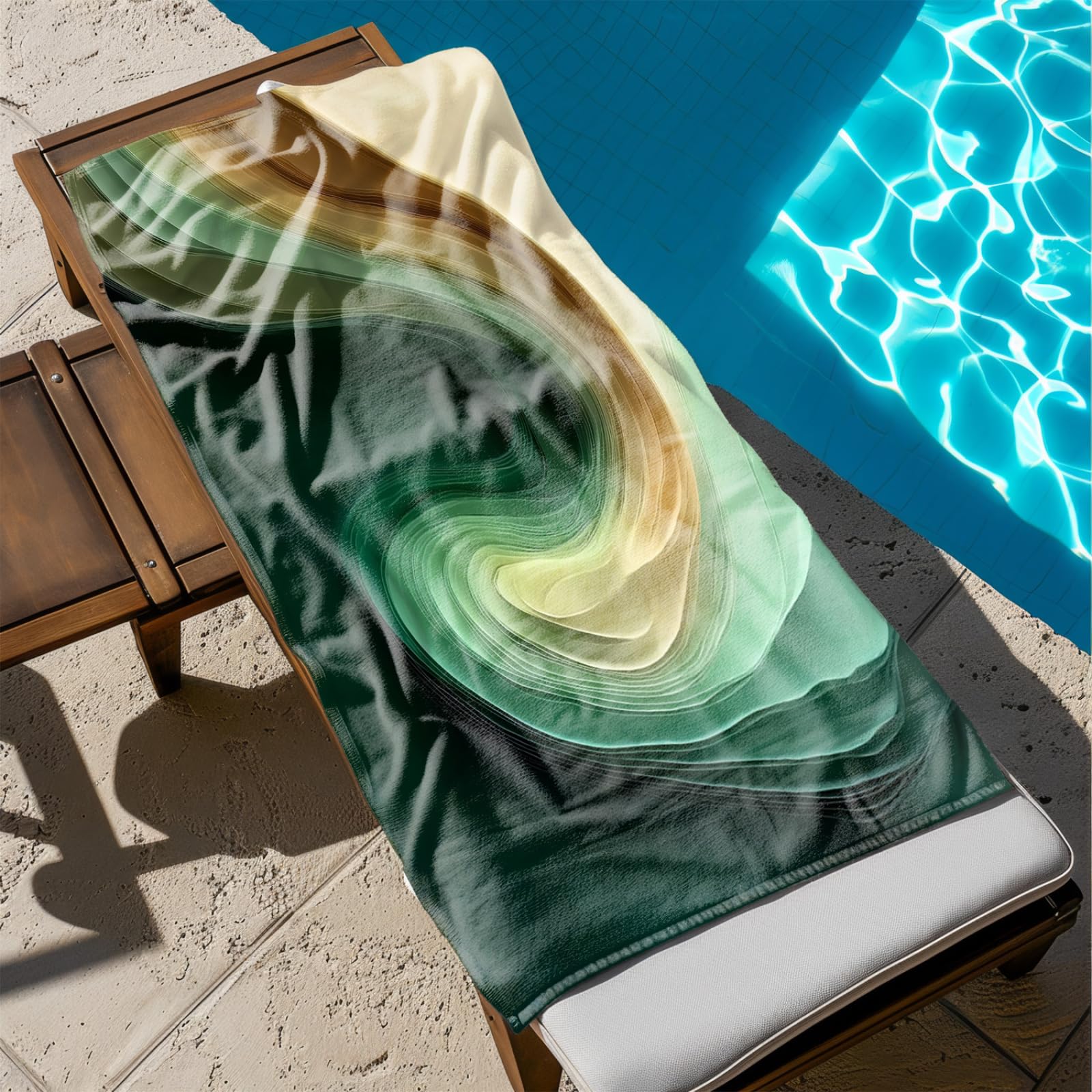 Drap de Plage XXL 200X200 Art Vert Et Jaune Serviettes de Plage en Microfibre,Serviette Piscine Extra Large sans Sable pour Adultes Séchage Rapide
