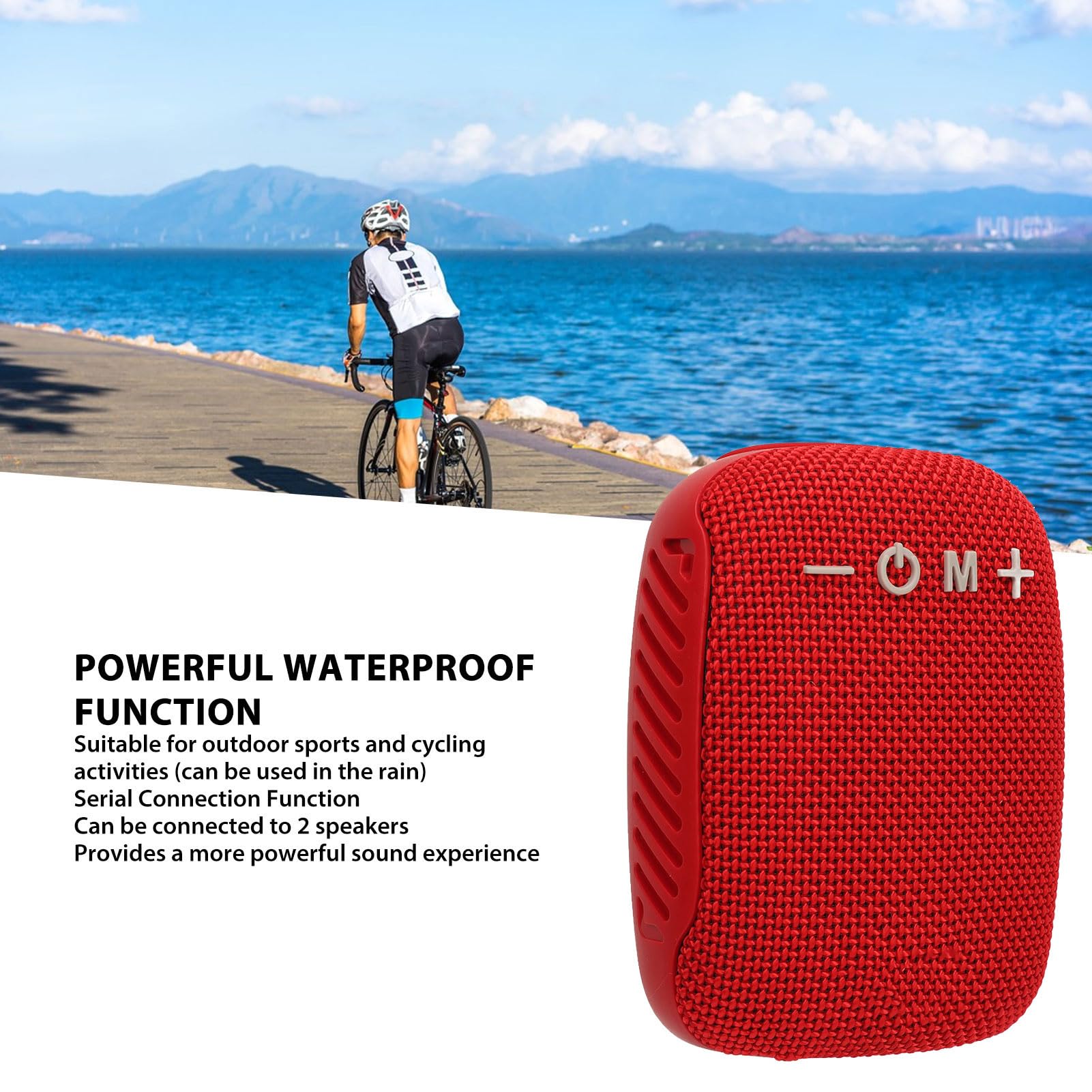 Goshyda Altoparlante Bluetooth da Ciclismo Staffa per Bici Wireless Altoparlanti Esterni Portatili Resistenti all'acqua Supporta la Scheda di Memoria (rosso)