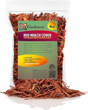 Premium Quality Red Mulch by Gardenera - Elevate Your Gardens Visual Appeal - 4 QUARTS