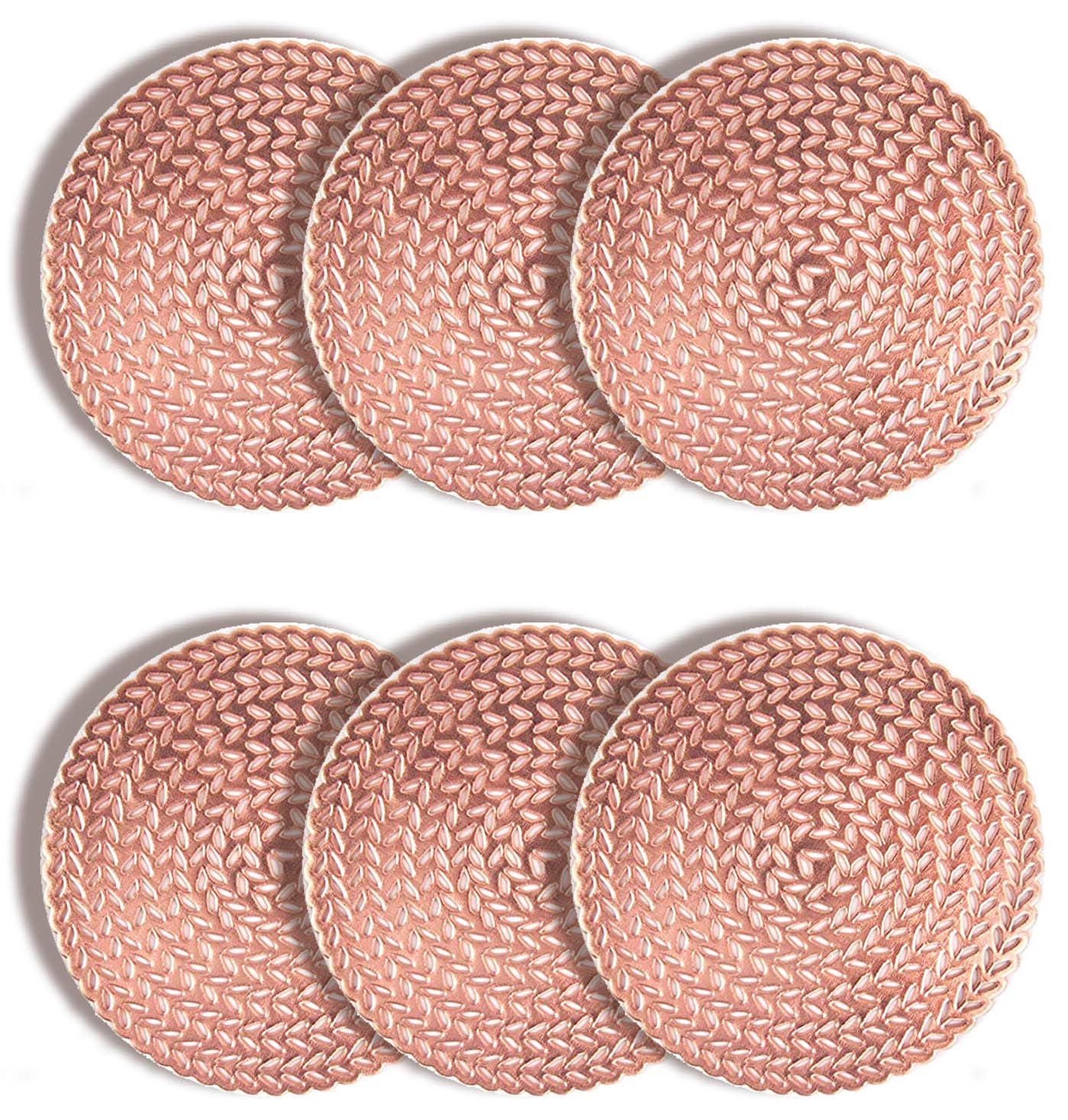 6 Sottobicchieri Rotondi In PVC Oro Rosa, Scavati, Antiscivolo E Termici, 10 Cm, Per Tavolo E Cucina