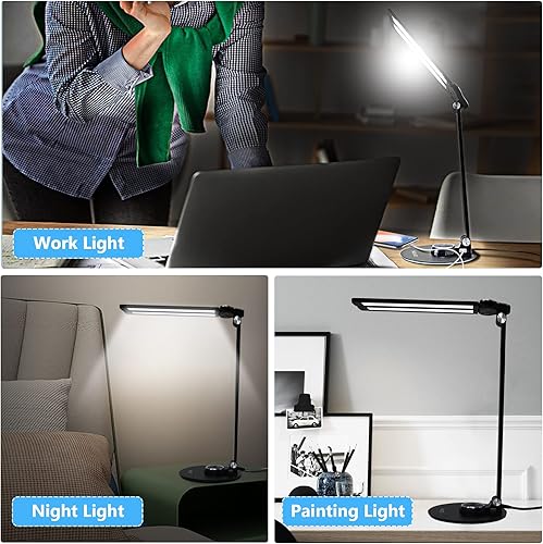 Miniatura 7 de NUNET Lámparas LED de escritorio para oficina en casa, lámpara de piano para piano vertical, lámparas de escritorio de aluminio giratorias con