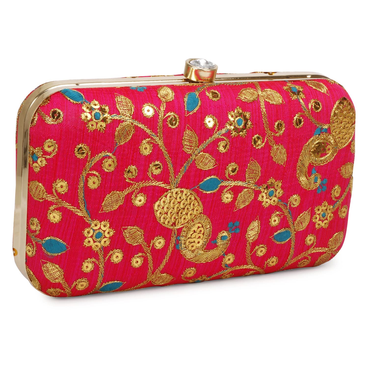 LONGING TO BUY Hand Crafted Designer Box Clutch - Zari Embroidery For Women