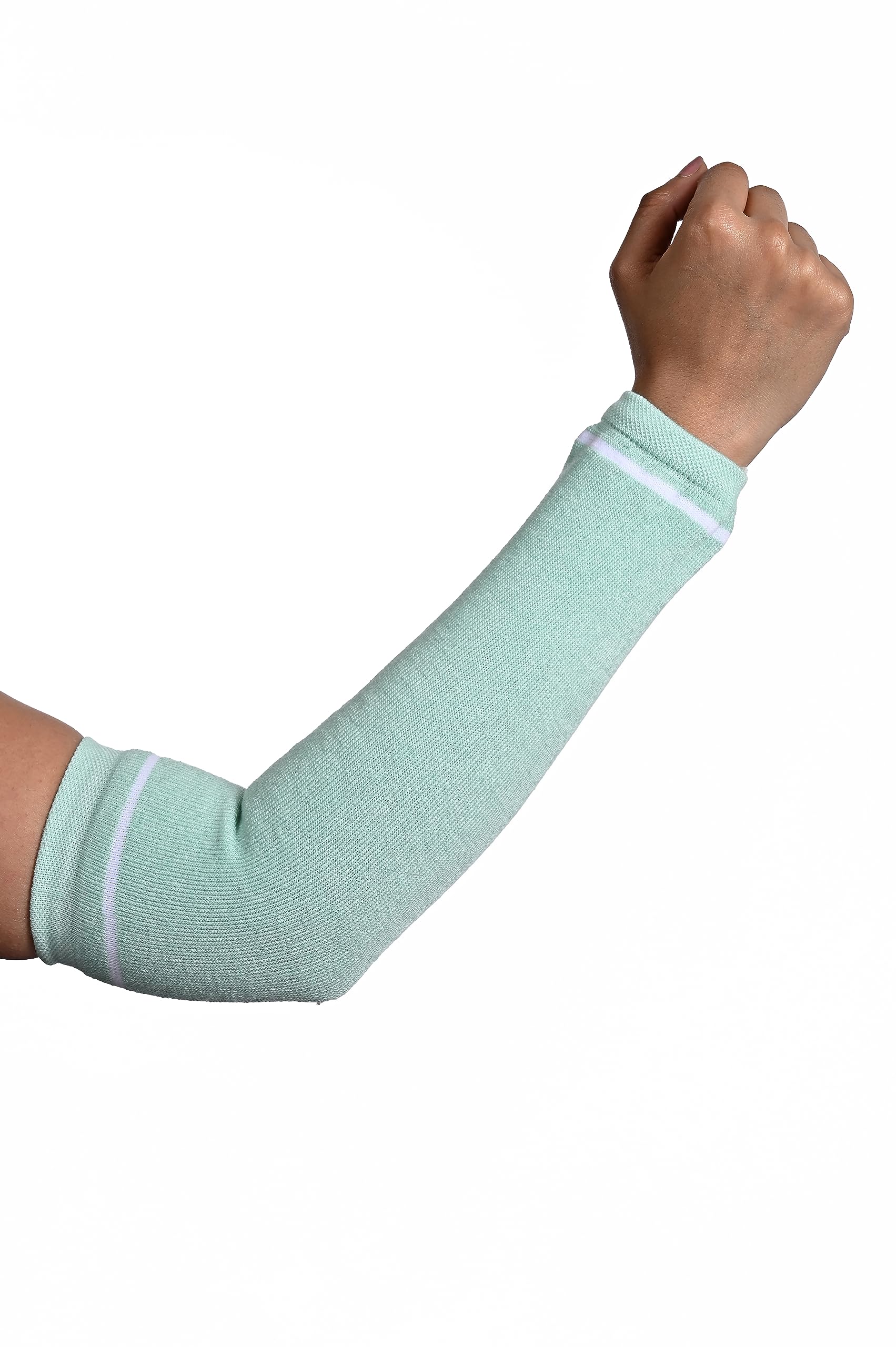 (Pack of 1 Pair = 2 Arm Sleeves Women Ladies Girls Winter Woolen Warm Light Green Arm Warmer for Winter, Cold Weather, Biking, Cricket, Cycling, Golf, Football, for Scooty, Outdoor Sports-image-2