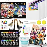 Nicpro 68-Piece Acrylic Painting Kit for Adults & Beginners: 24 Vivid Colors, Foldable Easel, 8 Canvases, Brushes, Palette & More