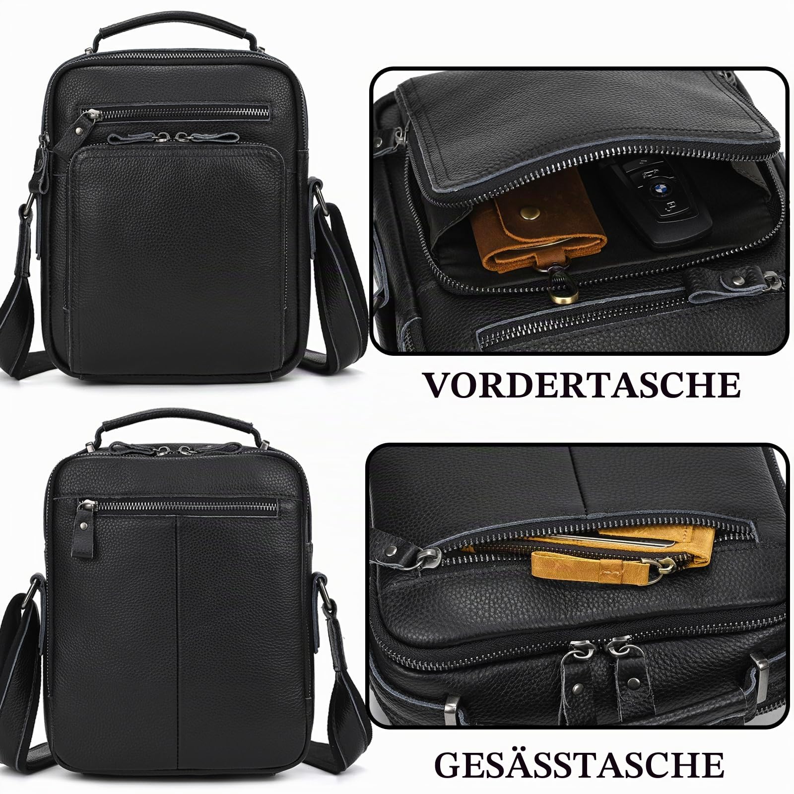 Herren Echtleder Umhängetasche Retro Messenger Casual Business Handtasche Umhängetaschen | Kleine Vintage Schultertasche