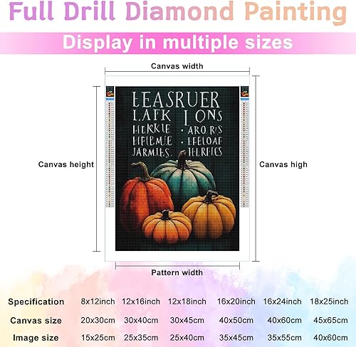 Miniatura 8 de Kits de pintura de diamantes para adultos, bricolaje 5D Acción de Gracias, kit de pintura de diamantes de taladro completo de otoño, arte de