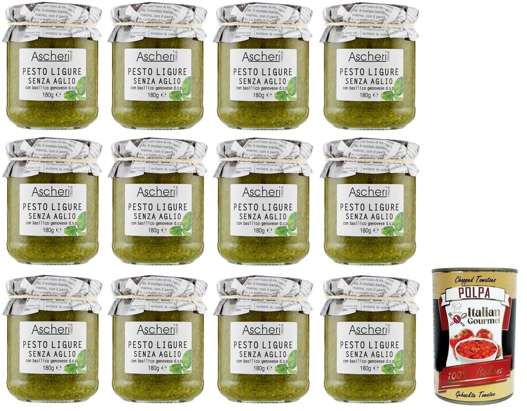Italian Gourmet Pesto Ligure Senza Aglio Basilico Genovese Glas 12 x 180g