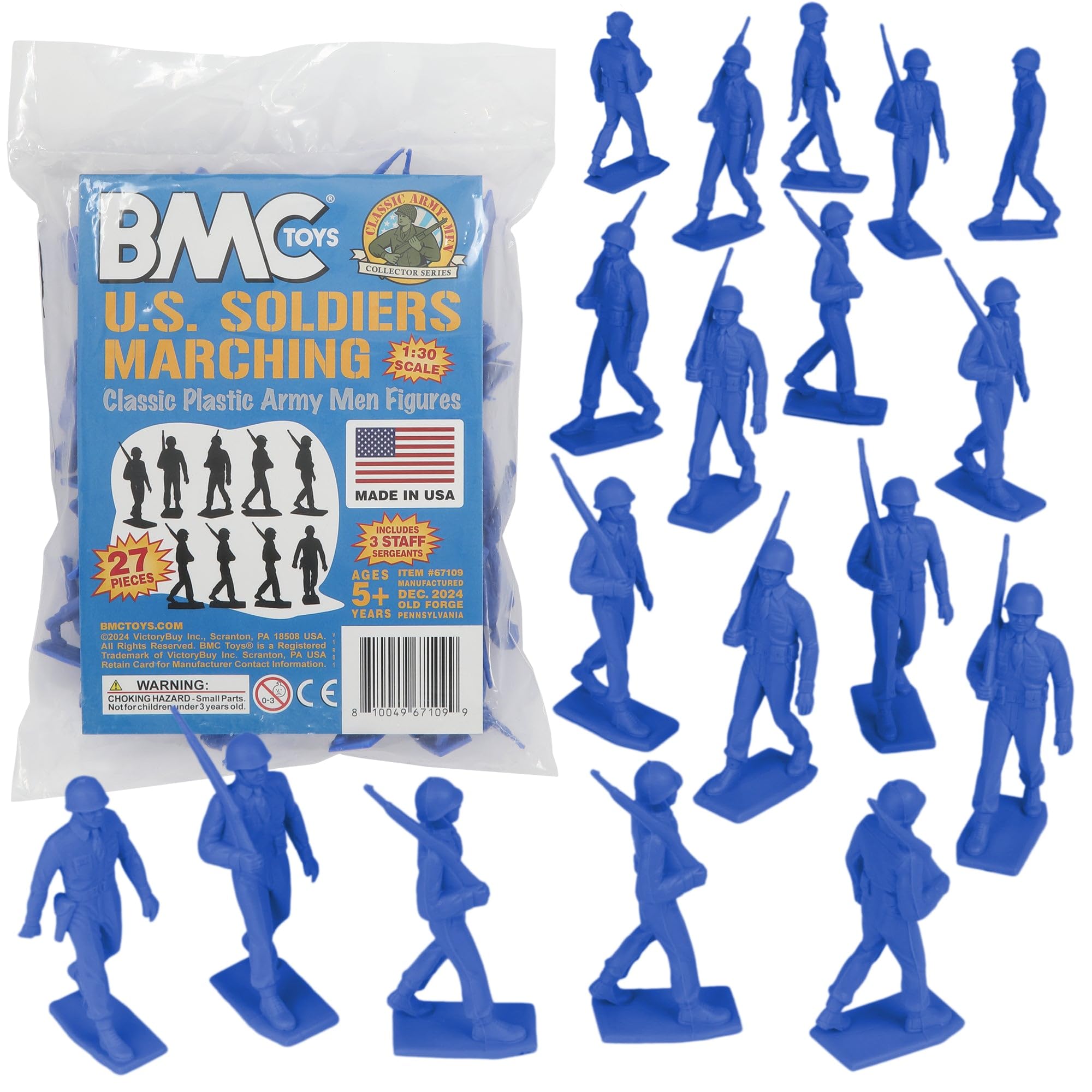 Amazon.com: BMC Marx Plastic Army Men Marching US Soldiers - Blue