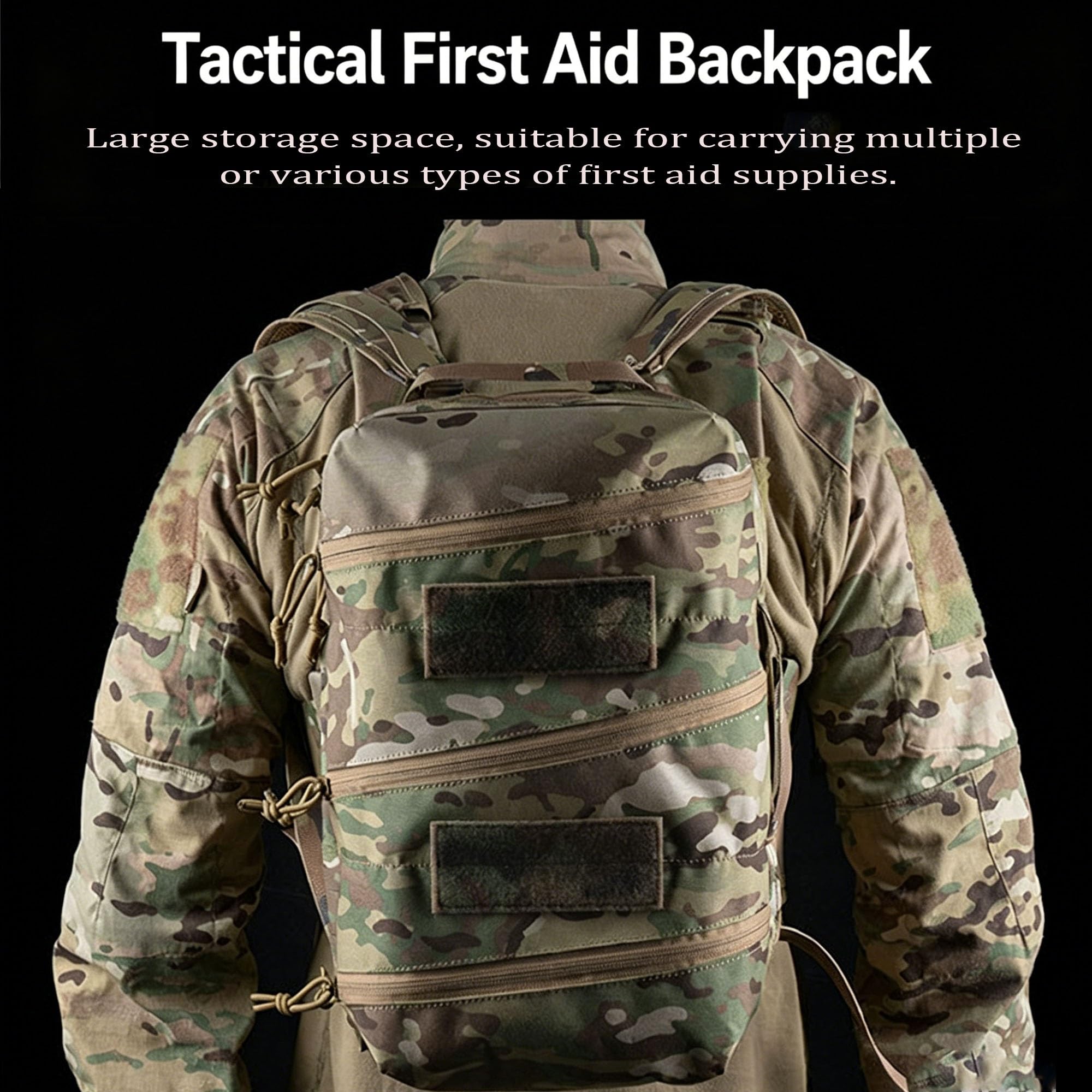 Mochila Médica Táctica con Sistema MOLLE, Bolsa De Primeros Auxilios De Gran Capacidad For Senderismo Y Acampada Al Aire Libre