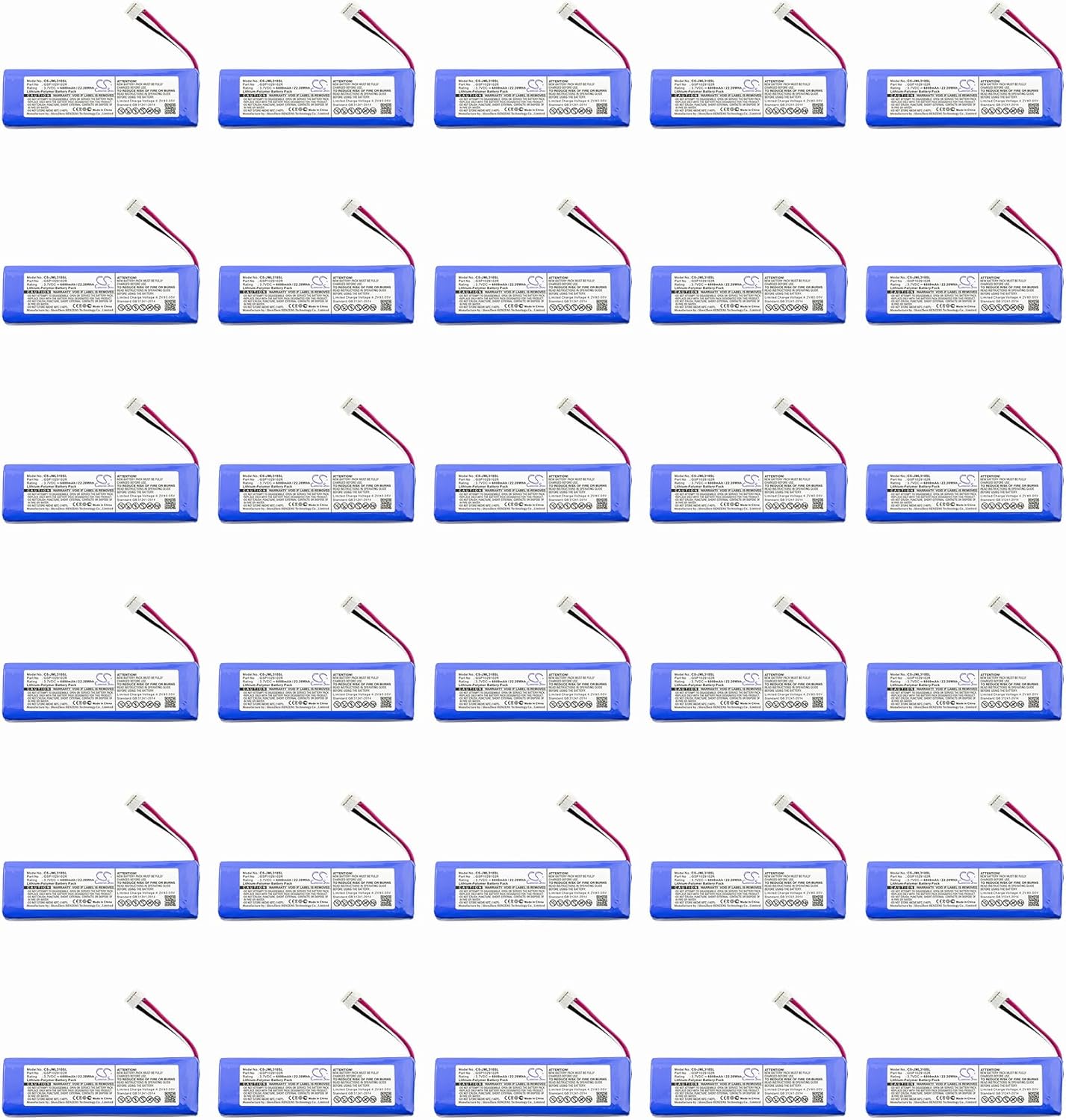 (30 Pack) XSP Battery for JBL Charge 2 Charge 2 Plus Charge 2+ Charge 3 2015 Charge 3 2015 Version PN GSP1029102R P763098