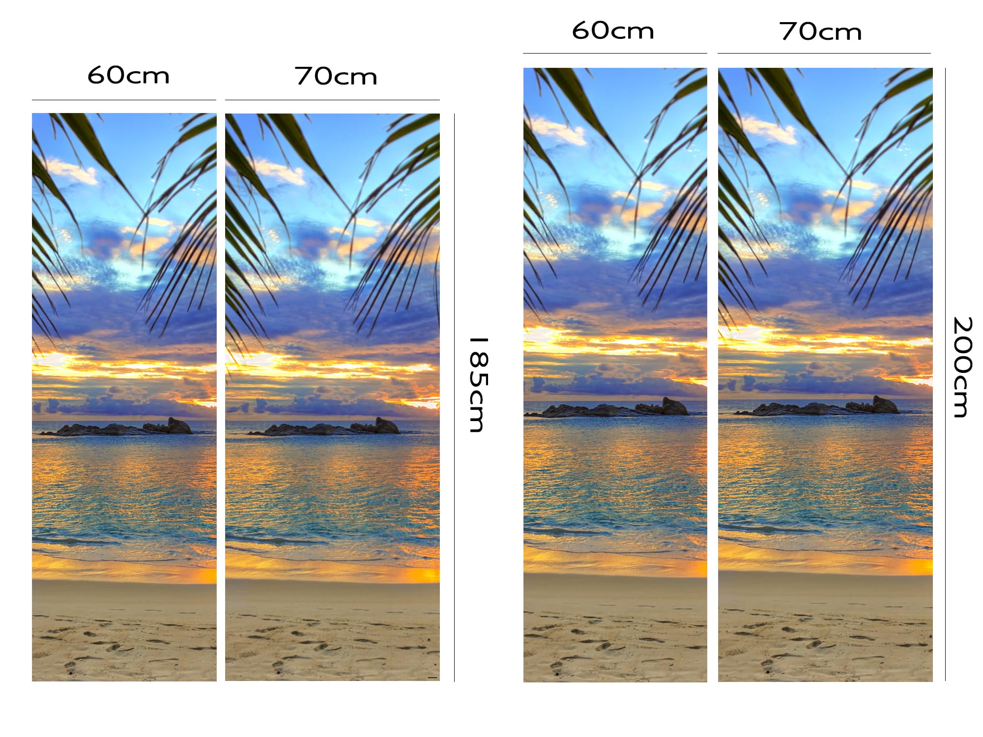 Oedim Vinile Frigorifero Crepuscolo in Spiaggia Tropicale, Vinile Premium, 200 x 70 cm | Adesivo resistente e di facile applicazione | Adesivi per frigorifero economici ed eleganti | Vinile