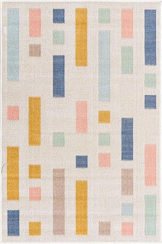 Miniatura 6 de Unique Loom Lotus Collection - Alfombra de área, color cereza (2 pies x 10 pies, color azul claro)