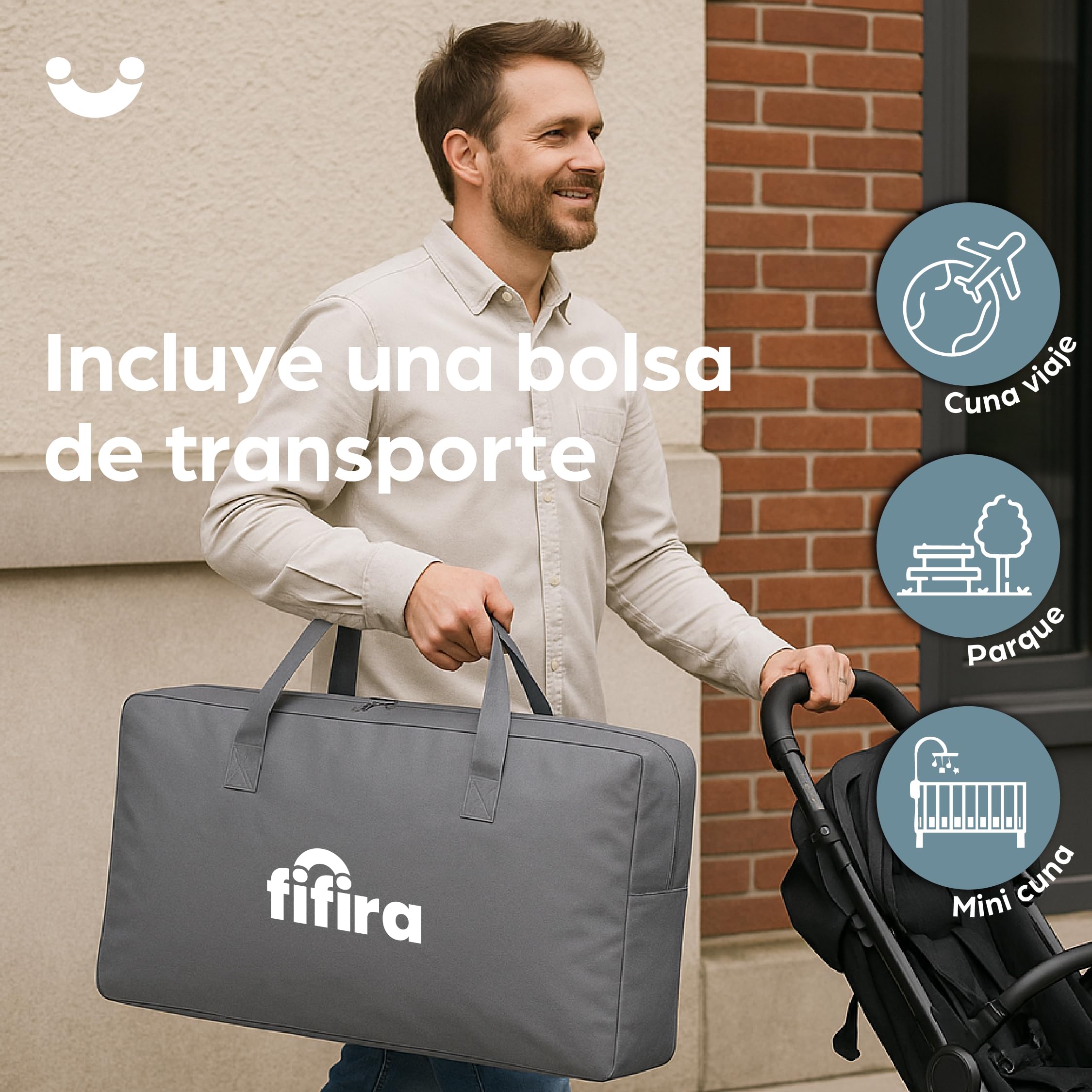 Colchón Cuna de Viaje 120x60 cm Plegable – Colchón para Bebé con Funda Extraíble y Lavable, Espuma Cómoda y Transpirable, Incluye Bolsa de Transporte