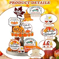 Vista 5 de Tradder Juego de 19 piezas de decoración de bandejas escalonadas de Acción de Gracias, Hello Fall rústica, bandeja de granja, calabaza, hoja