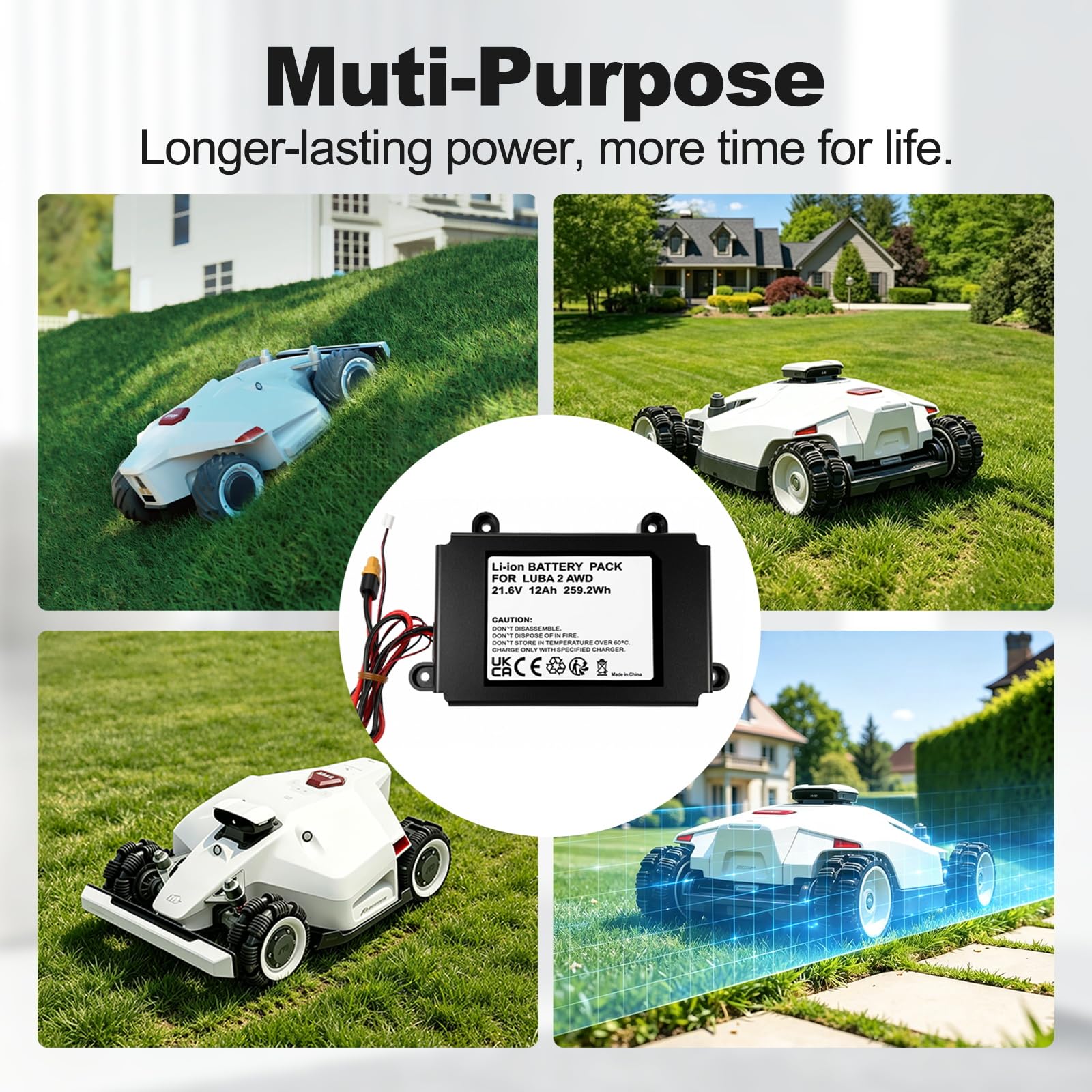 Batería de 12 Ah para Robot cortacésped Mammotion LUBA1, LUBA 2 AWD 1000, LUBA 2 AWD 3000, etc., Repuesto para HM02, WDBT0000002000, D.015.SZ0148, etc