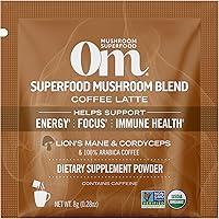 Vista 3 de OM MUSHROOM SUPERFOOD Coffee Latte Blend – Polvo funcional de hongos con melena de león, Cordyceps, Reishi y Chaga – Energía, Enfoque y Claridad