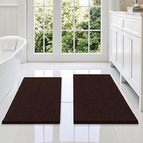 Miniatura 40 de Smiry - Juego de alfombras de baño de 2 piezas, suaves, absorbentes, de felpilla, lavables a máquina, antideslizantes, para bañera, ducha y piso Gris