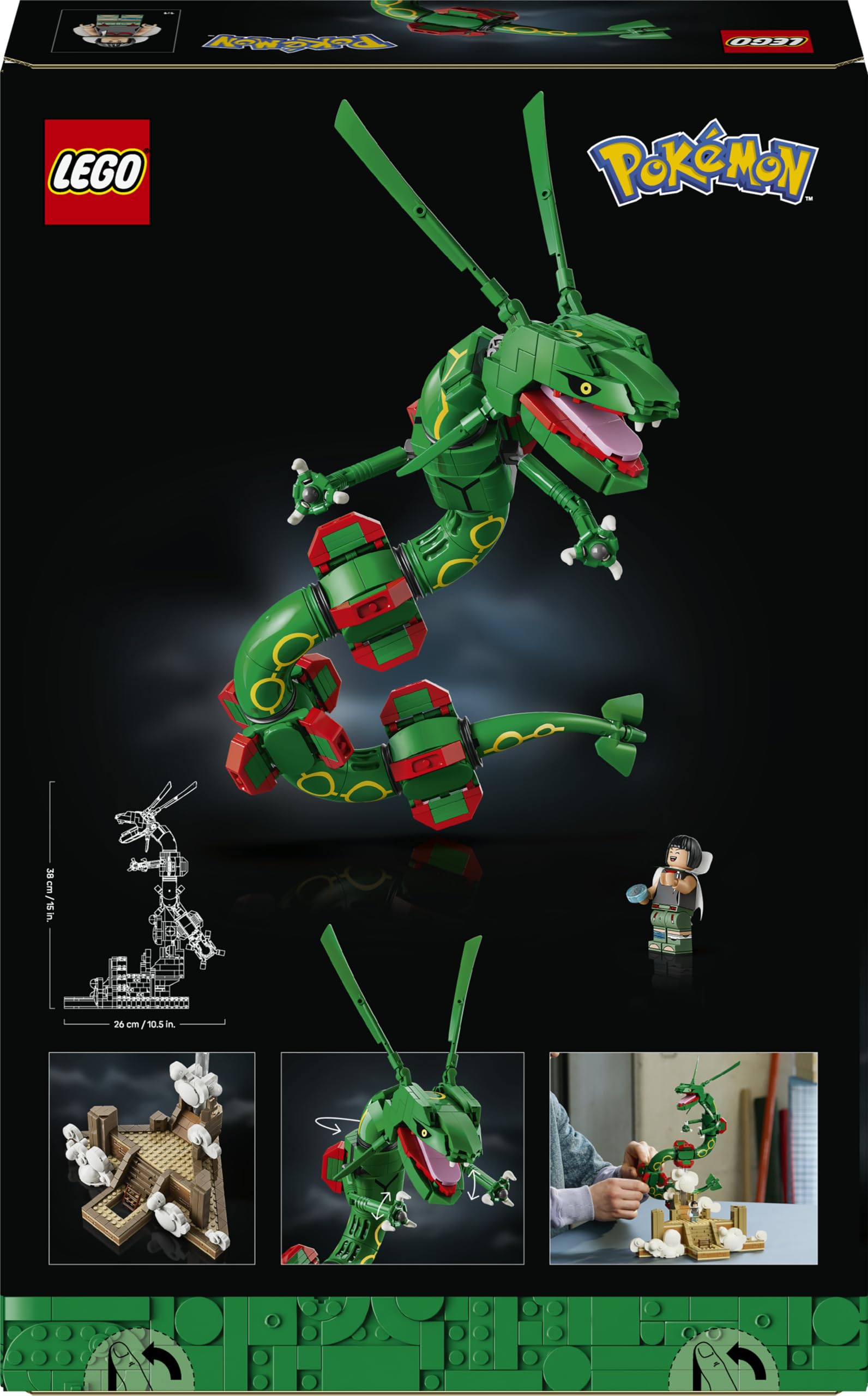 LEGO Pokémon Rayquaza - Modellbausatz für Erwachsene mit Drachenfigur, Trainerin Amalia Minifigur & Ultraball - DIY Zimmer oder Regal Deko - Sammelbares Gaming Geschenk - 72168