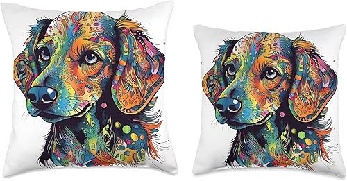 Miniatura 3 de Dachshund Delight - Cuddly Canine Dazzling Dachshund Artwork-Adorable almohada canina, 16 x 16 pulgadas, multicolor