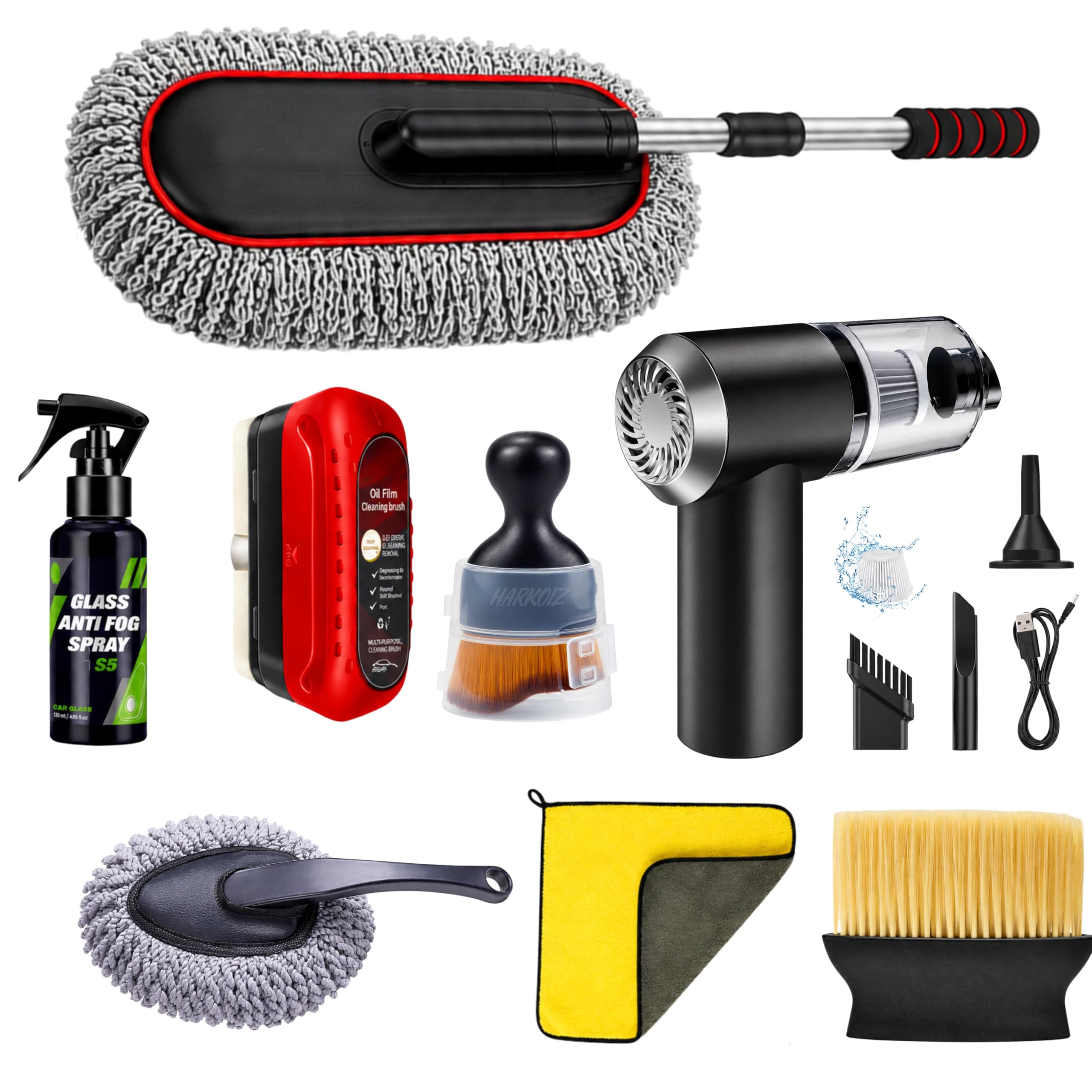 8 PCS Car Cleaning Kit Combo | Auto Accessories Set with Duster Tool, Microfiber Duster, Detailing Brush, Dual Side Microfiber Cloth, Glass Anti Fog Spray & Oil Film Cleaning Brush | Interior Care Kit-image-43