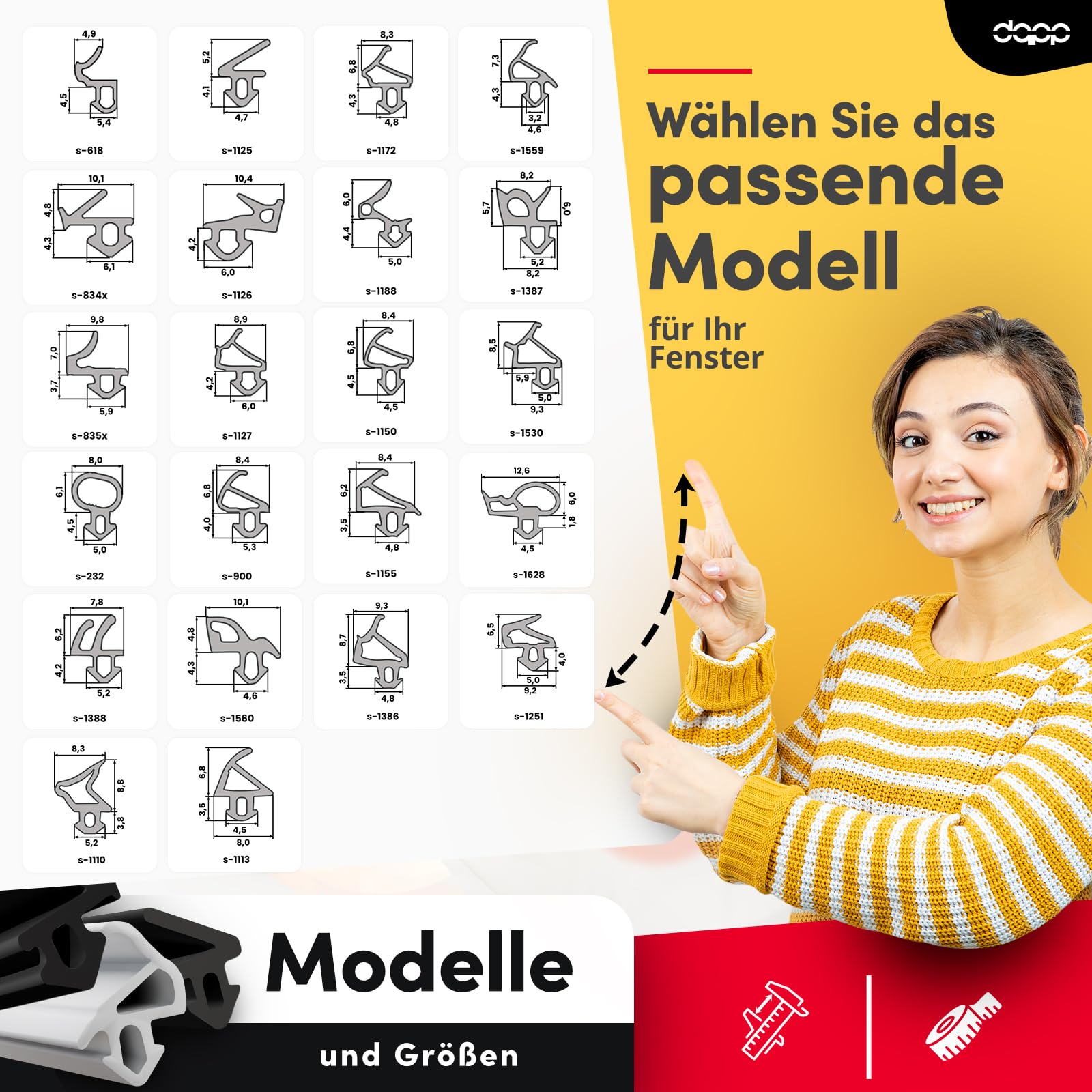 DQ-PP Fensterdichtung – Schwarz – 50m – S-1110 – Für DECEUNICK PVC Fenster – Gummidichtug Dichtband – Kunststofffensterdichtungen – Profildichtung Türdichtung