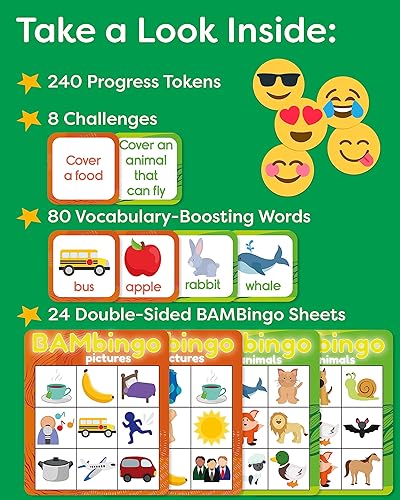 Miniatura 6 de THE BAMBINO TREE Juego de bingo de animales e imágenes para niños, juego de mesa de aprendizaje a juego para edades de 3 a 6 años, preescolar,