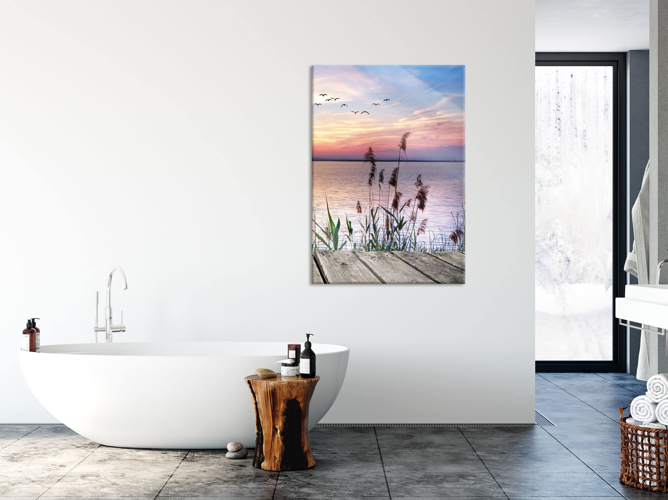 Pixxprint Quadro su vetro, murale in vero vetro, pantera nera, 70 x 100 cm, con sospensione e distanziatore