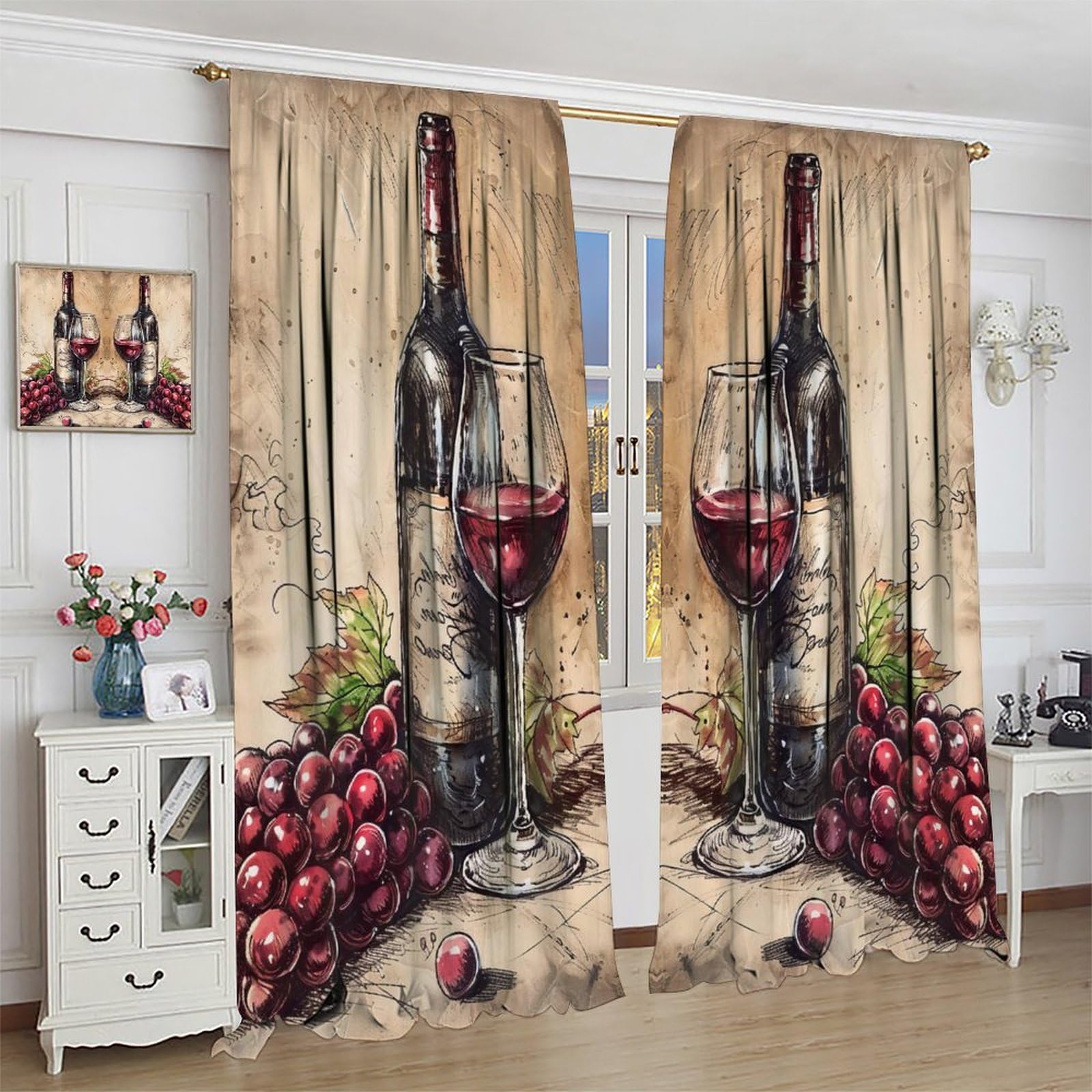 Wine Kitchen Curtains ROOSTER DESIGN BURGUNDY AND GREY KITCHEN