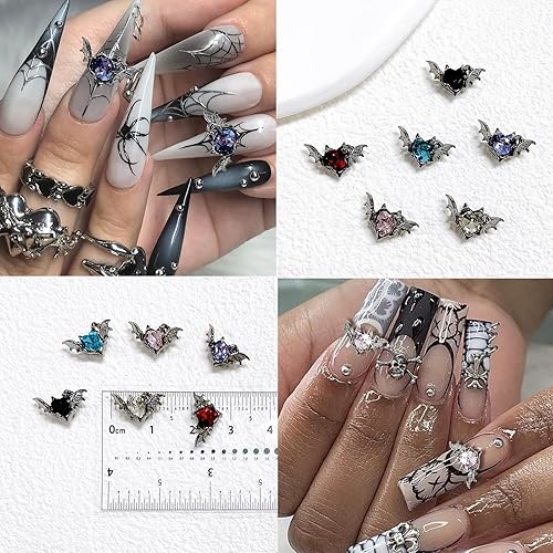 Miniatura 3 de 24 dijes de uñas de Halloween de aleación 3D, diamantes de imitación de cristal, suministros de arte de uñas, gemas de diseño de corazón de