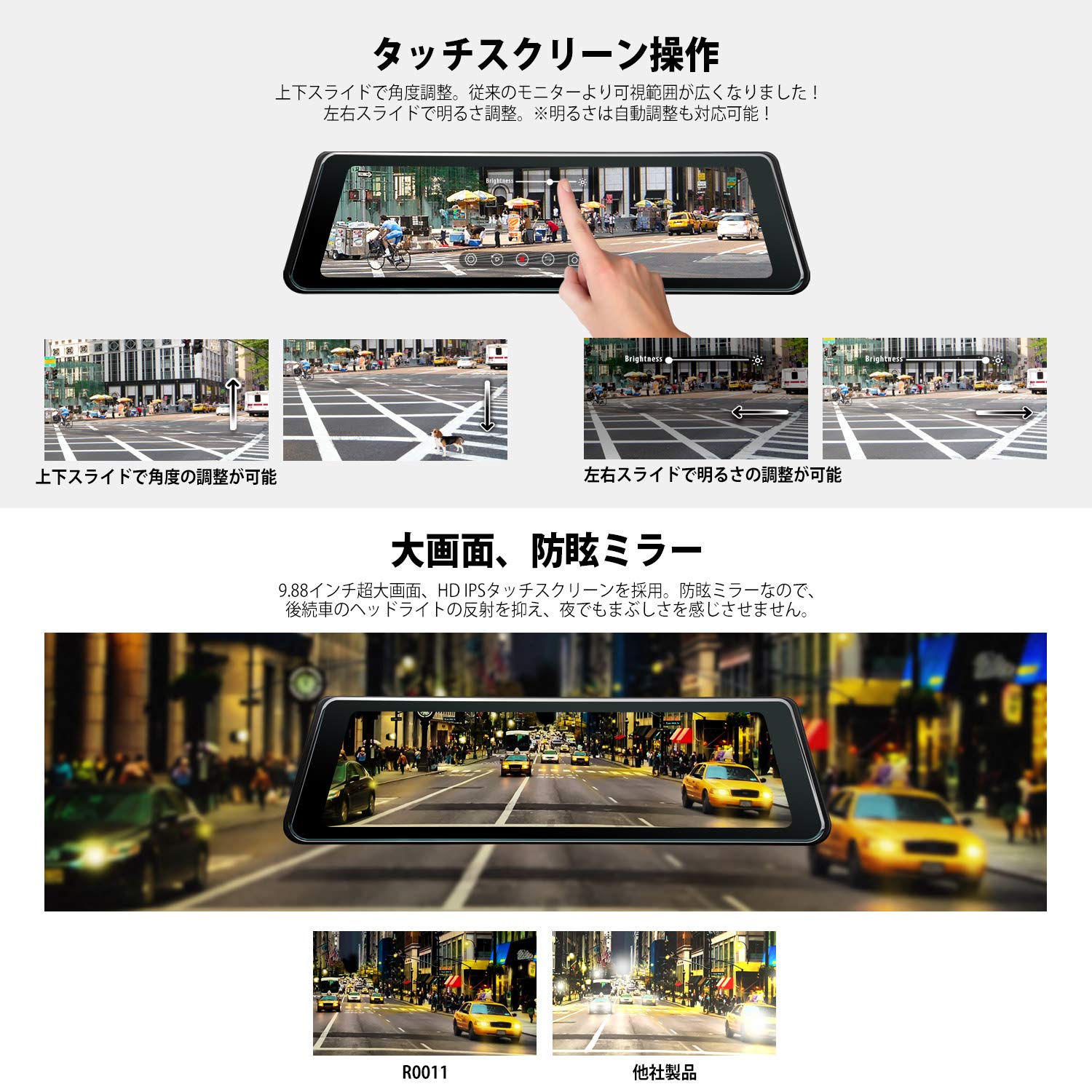 EONON SMEDIA R0014 ミラー型ドライブレコーダー Amazon | ドラレコミラー型 ドライブレコーダー 2カメラ前後同時録画