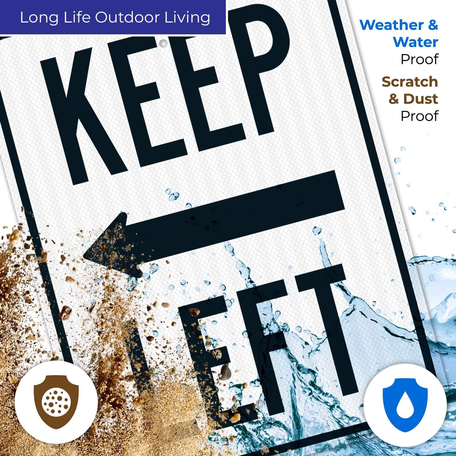 Keep Left Sign with Left Arrow Sign, 18x24 Inches, 3M EGP Reflective .080 Aluminum, Fade Resistant, Made in USA