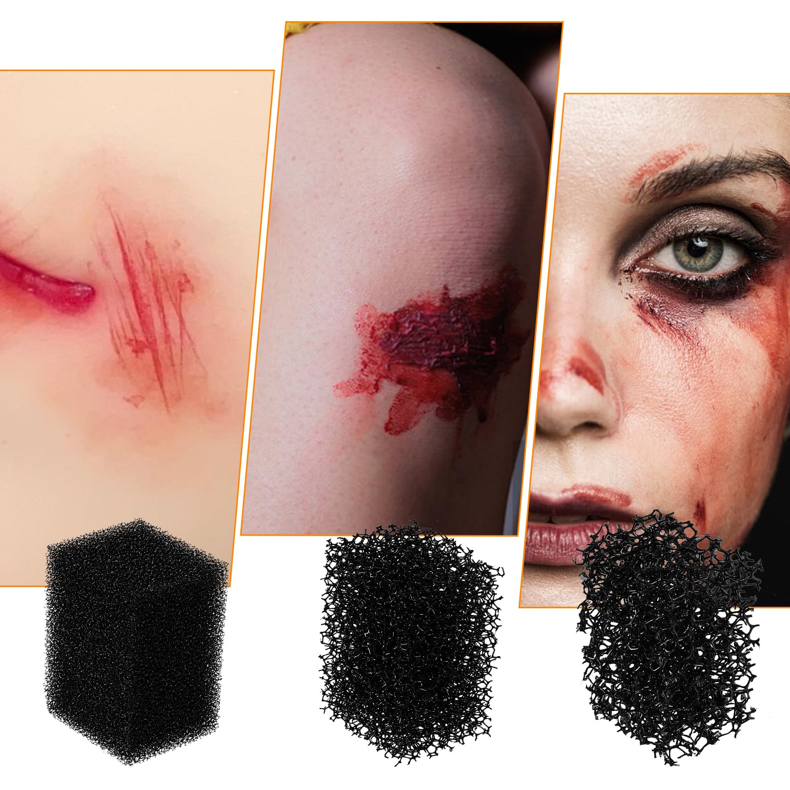 Esponjas Stipple, 12 esponjas de maquillaje Sfx, efectos especiales, herramientas de maquillaje para textura, barba, pecas, Halloween, cosplay, fiesta, arte, moldear, efectos especiales (negro)